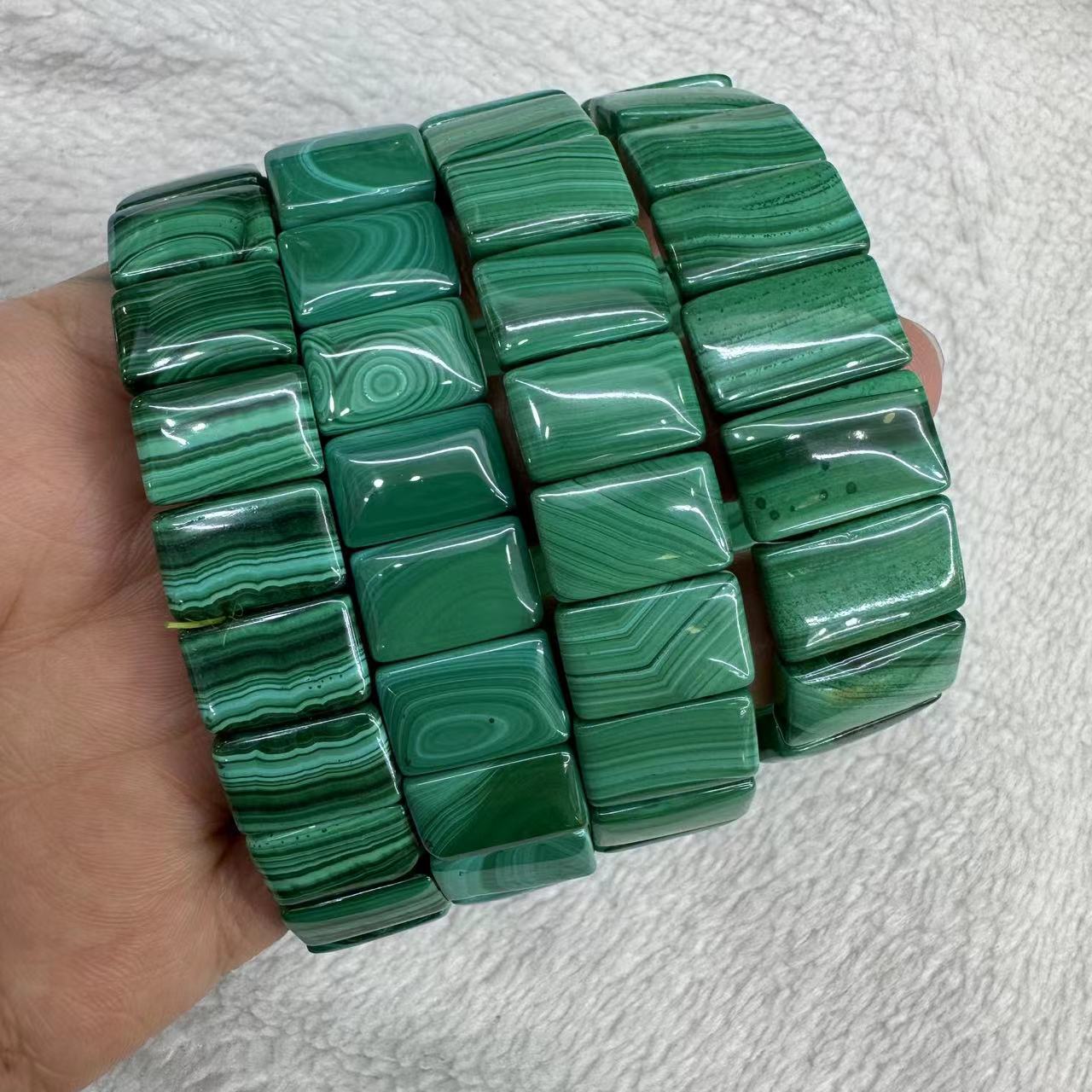 Coordinates Bracelet - Prawdziwa naturalna zieleń malachitowa bransoletka z